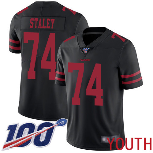 San Francisco 49ers Limited Black Youth Joe Staley Alternate NFL Jersey #74 100th Season Vapor Untouchable->youth nfl jersey->Youth Jersey